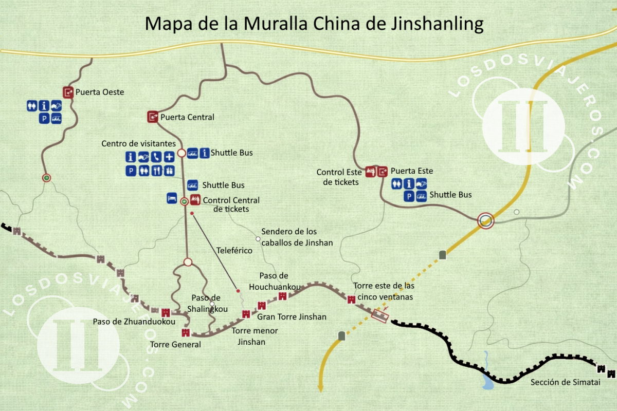 Mapa de la Muralla China de Jinshanling