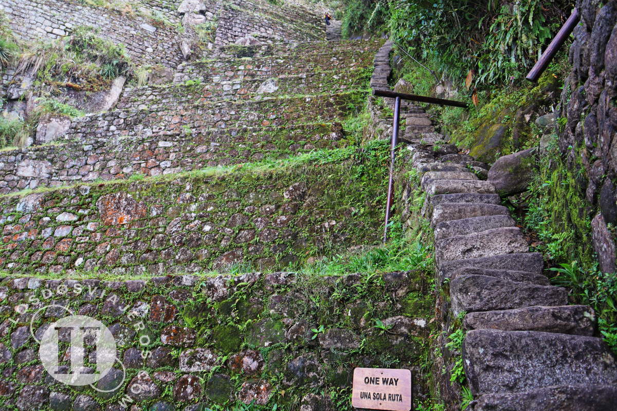 Escaleras verticales en la montaña Waynapicchu