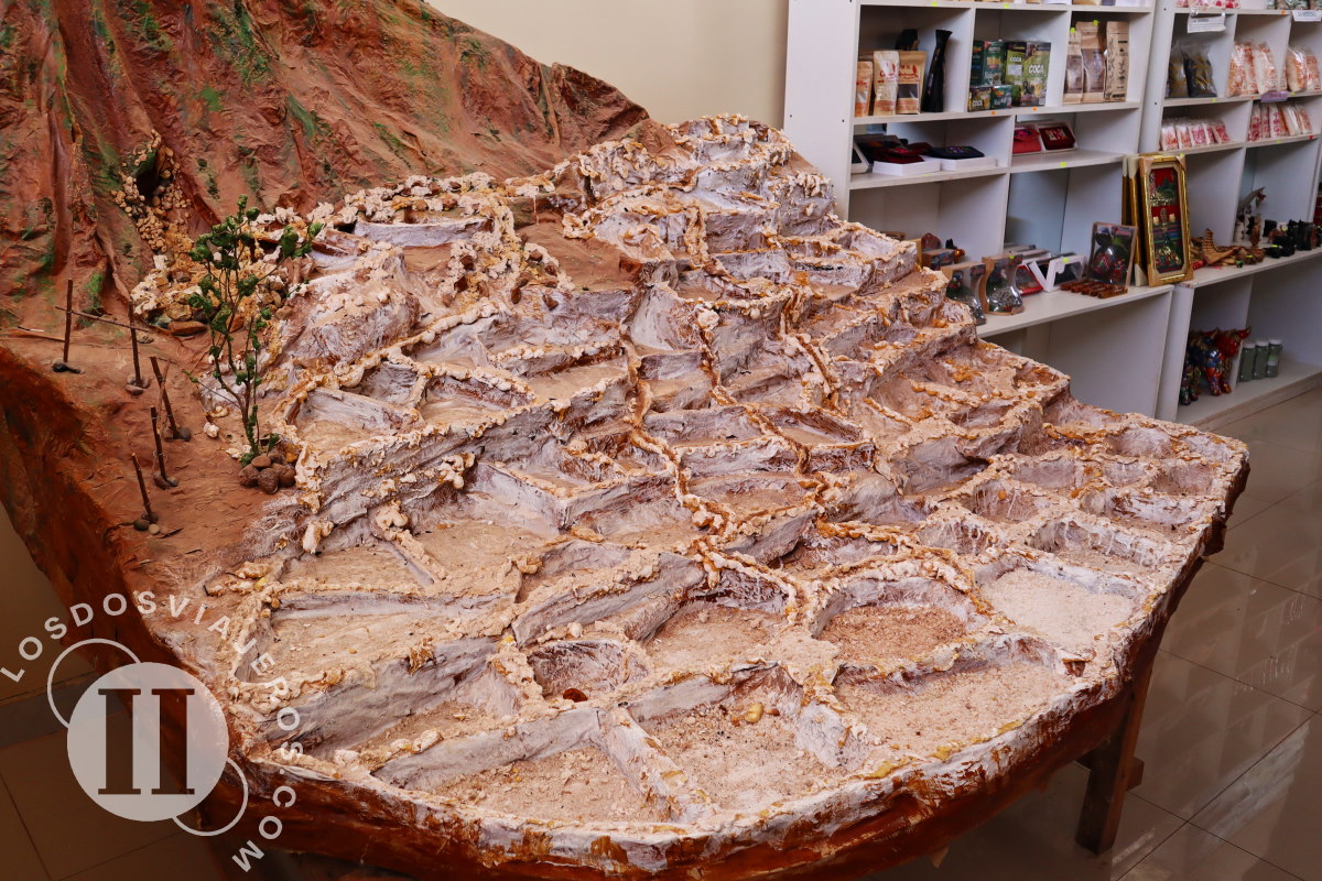 Maqueta en la tienda de sal de Maras